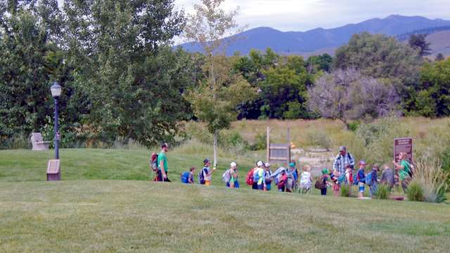 Kids in line for summer camp at Silver Park