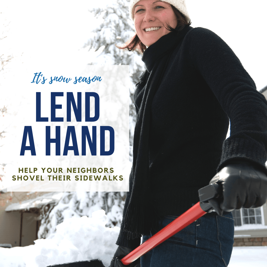 Lend a Hand - girl smiling holding snow shovel