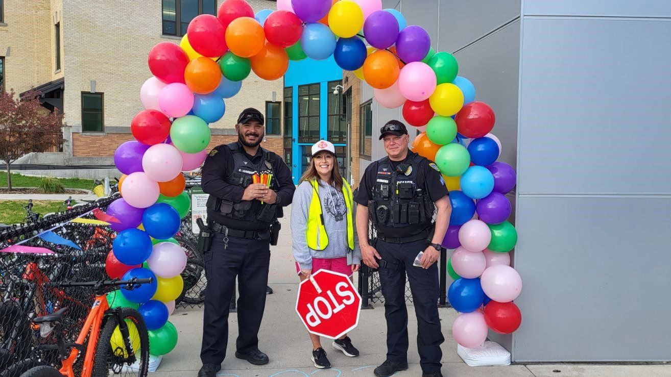 Officers Erbacher and Larocque at the Bike, Walk, Bus event 