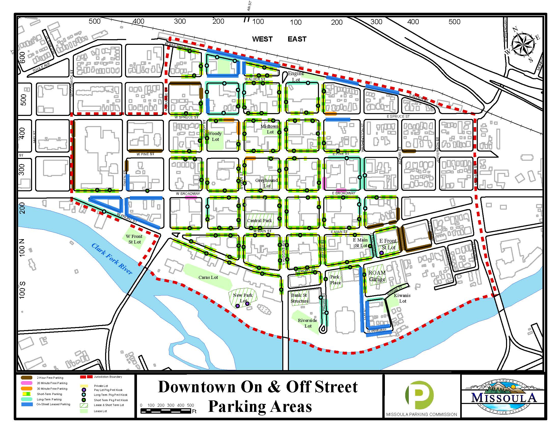 Downtown Parking Areas Map